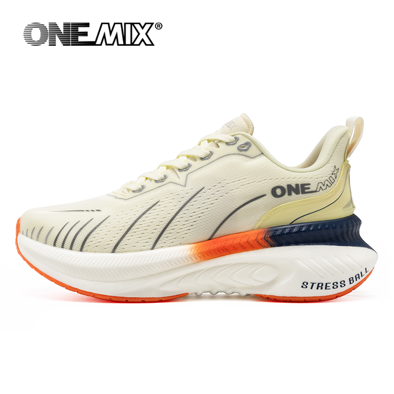Reflective Night Running Shoes - ONEMIX ホワイトロードランニングシューズ男性用エアクッション屋外スポーツシューズ男性トレーナー夏のジョギングシューズ女性靴
