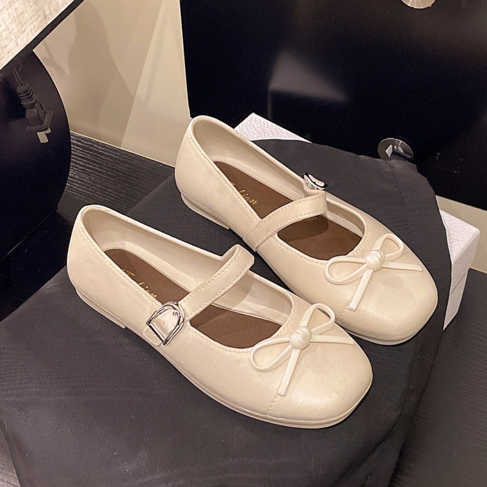 Sandals - スイートな女性用パールボウタイサンダル、多用途滑り止めサマードレスフラット、ソフトで快適なローヒール、つま先を覆うスリッパ