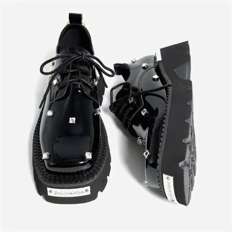 Sneakers - 女性ローファークリスタルプラットフォーム分厚いメアリージェーンズの靴 2025 カジュアルスポーツサンダル高級トレンドスニーカーレースアップ女性