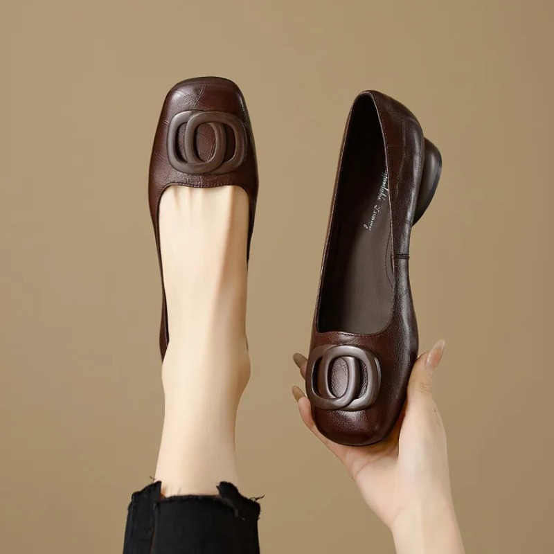 Women'S Shoes - フランス風レディースシューズ パンプス レザーシューズ スクエアトゥ ファッションシューズ 女性用フットウェア