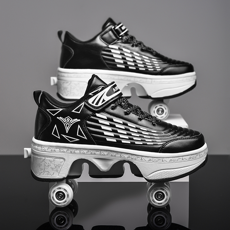 Running Shoes - 青少年向け新型ローラースケートシューズ、4輪格納式、ウォーキング、ランニング、パルクール、学生、男の子、女の子、都会的なプーリー、学校用スケートシューズ