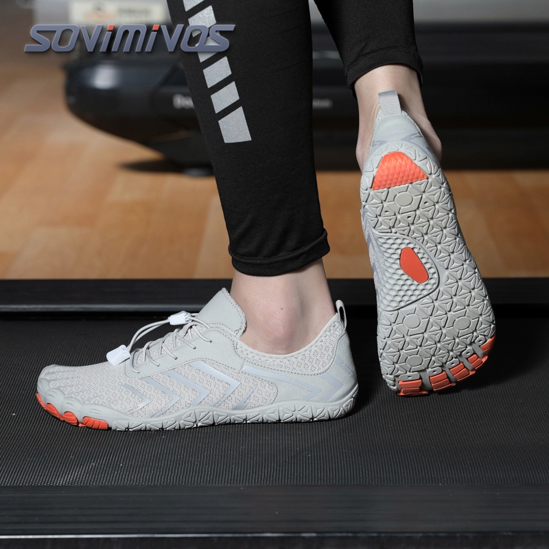 Wide Toe Box Running Sneakers - メンズベアフットトレイルランニングシューズ ミニマリストデザイン 幅広つま先 ゼロドロップ 滑り止めラバーソール ジム