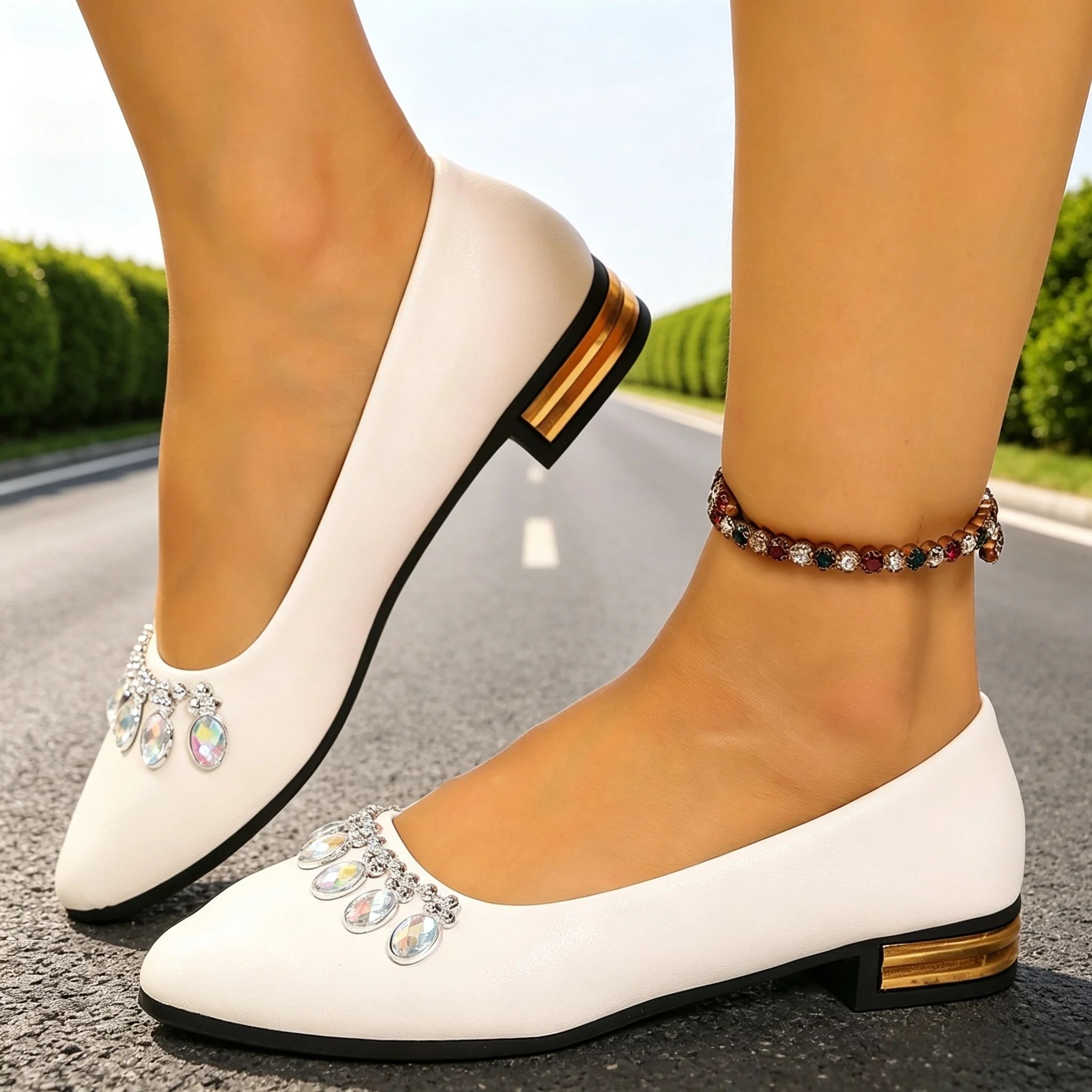 Women'S Shoes - レディースフラットシューズ ポインテッドトゥ バレエシューズ プラスサイズ フラットスニーカー レディース