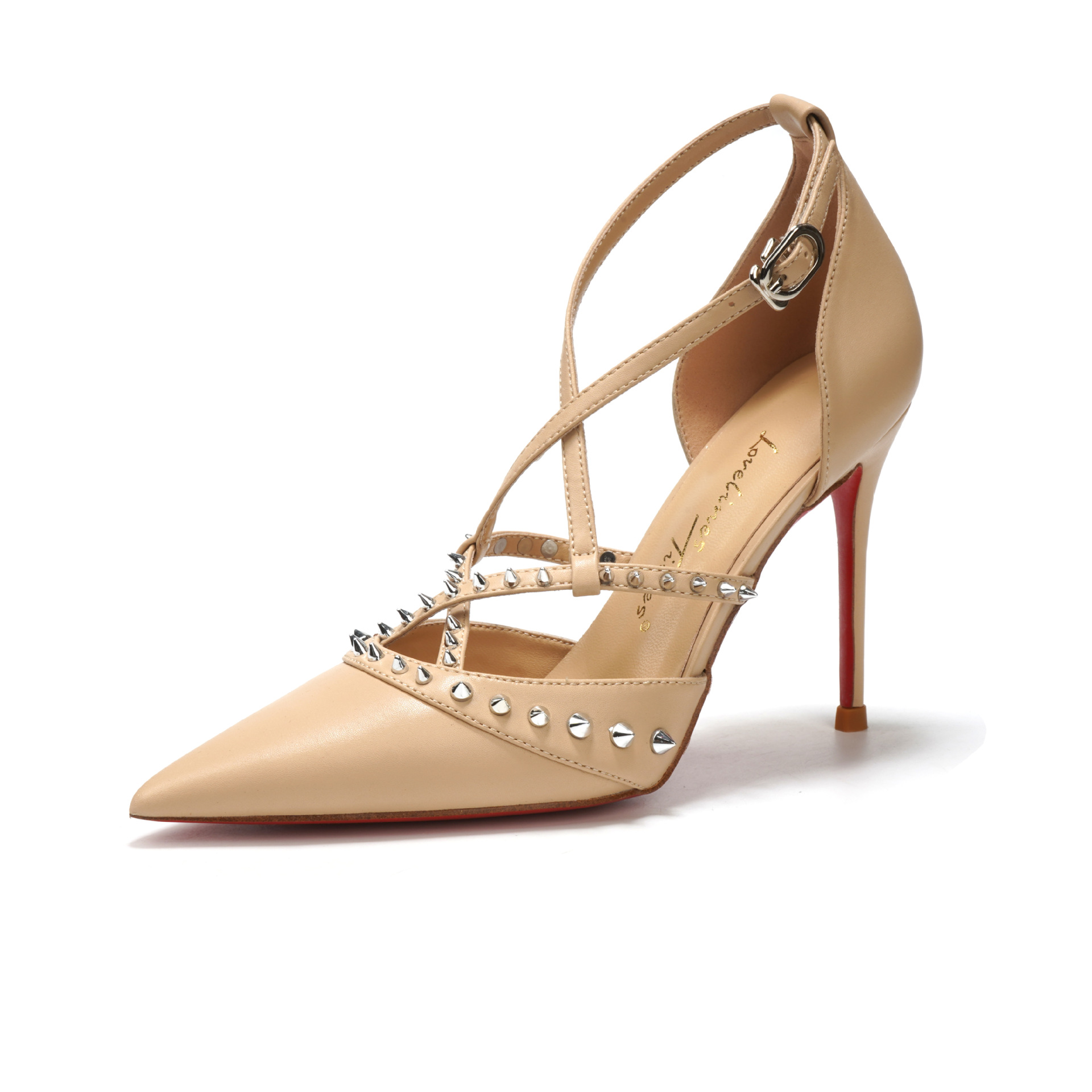 Sandals - レトロな女性の靴サンダルスティレットヒールスーツ女性ベージュオリジナルグラディエーターファッションセクシーなスタッズレザーハイガールズブラック Comf