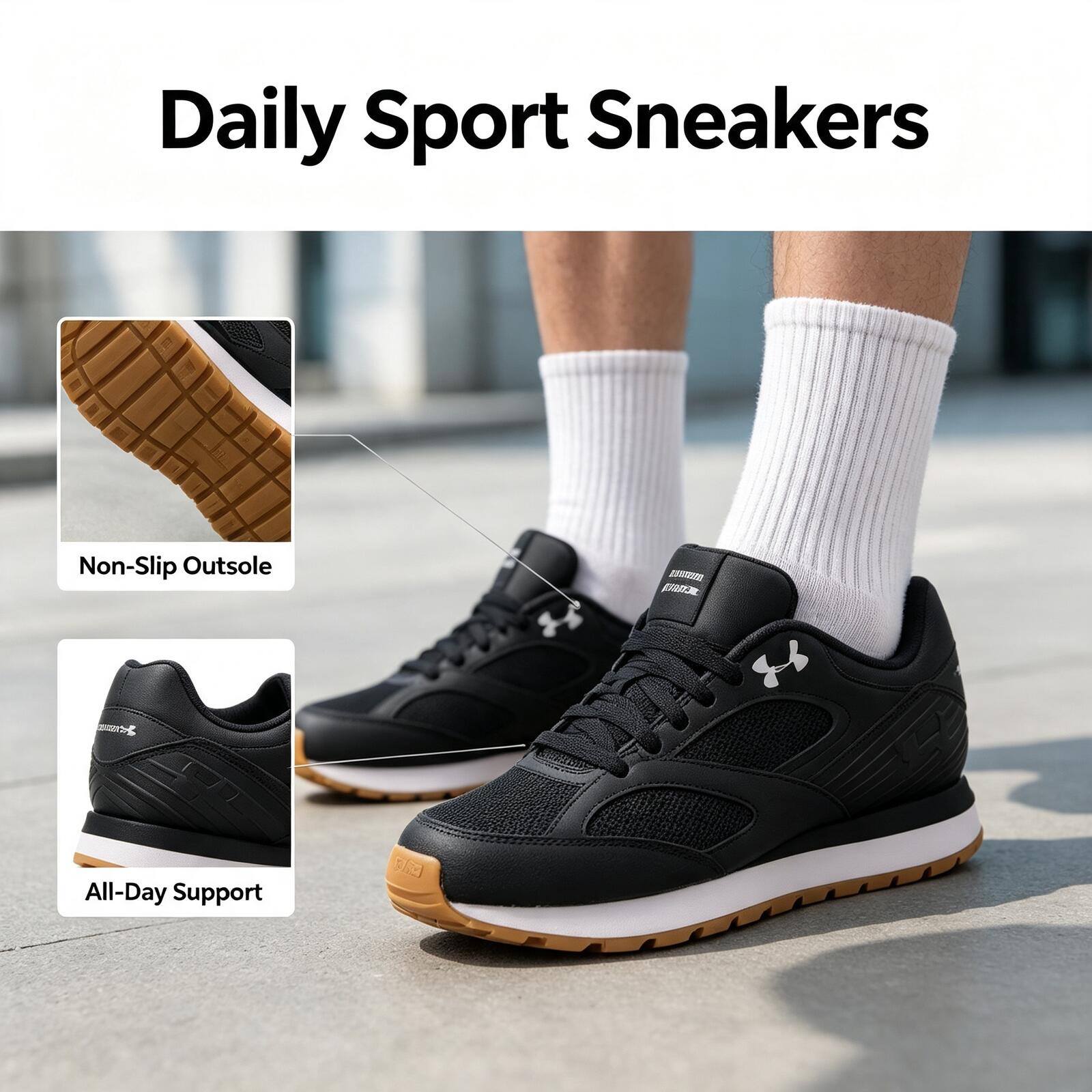 Air Cushion Jogger Shoes Men - アンダーアーマー ジョガー ミニマリスト、多用途、ぴったりフィット、軽量、ソフトなローカットランニングシューズ（メンズ）—ブラック 3028387-002