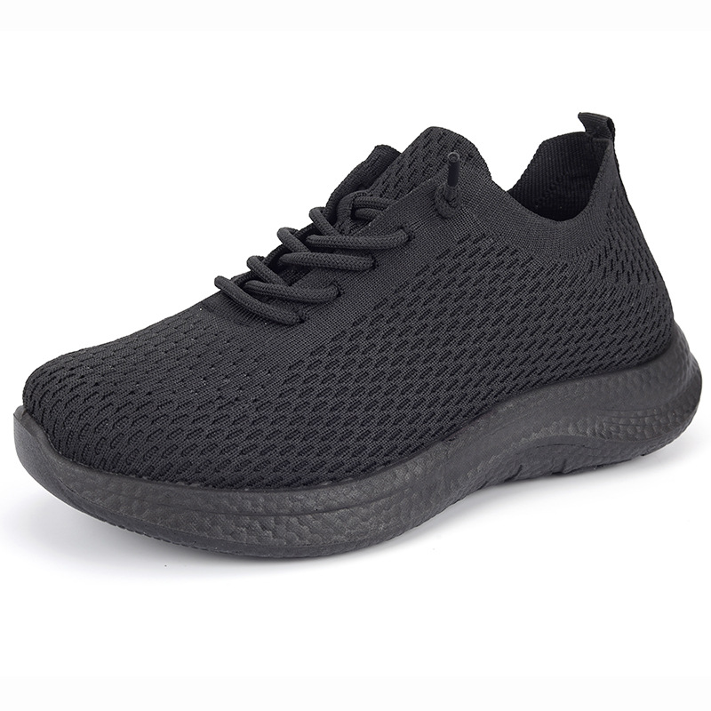 夏の女性用通気性メッシュウォーキングシューズ、滑り止め付き軽 - Knit Fabric Lace Up Sneakers のレビューと価格