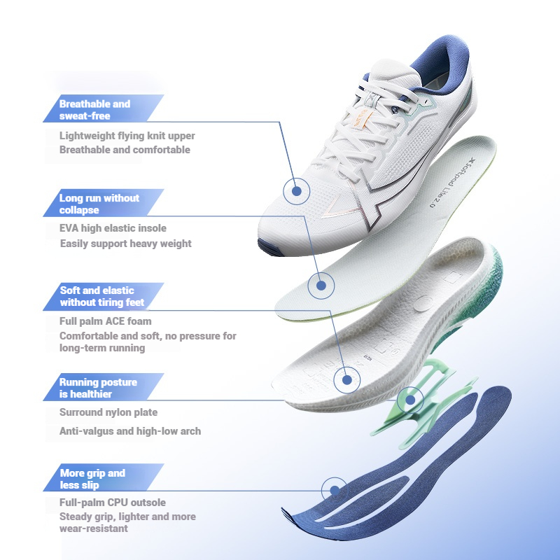 Xtep 2000km Plus ランニングシューズ 202 - Reflective Night Running Shoes のレビューと価格