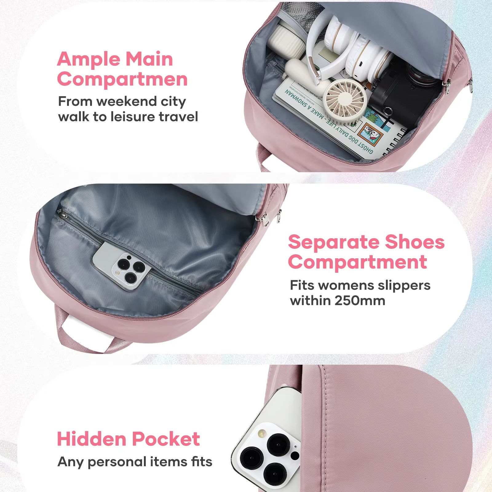 女性用バッグ、靴用コンパートメント付き小型スポーツバックパッ - Women'S Shoes のレビューと価格